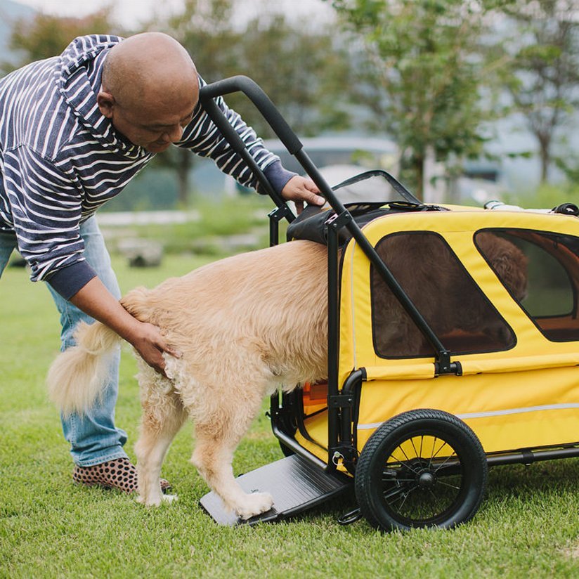 暫停代購 老犬病犬介護 日本中大型犬黃金獵犬拉布拉多哈士奇米克斯多隻小型犬寵物推車低底盤避震 無屋頂請看圖片3 4