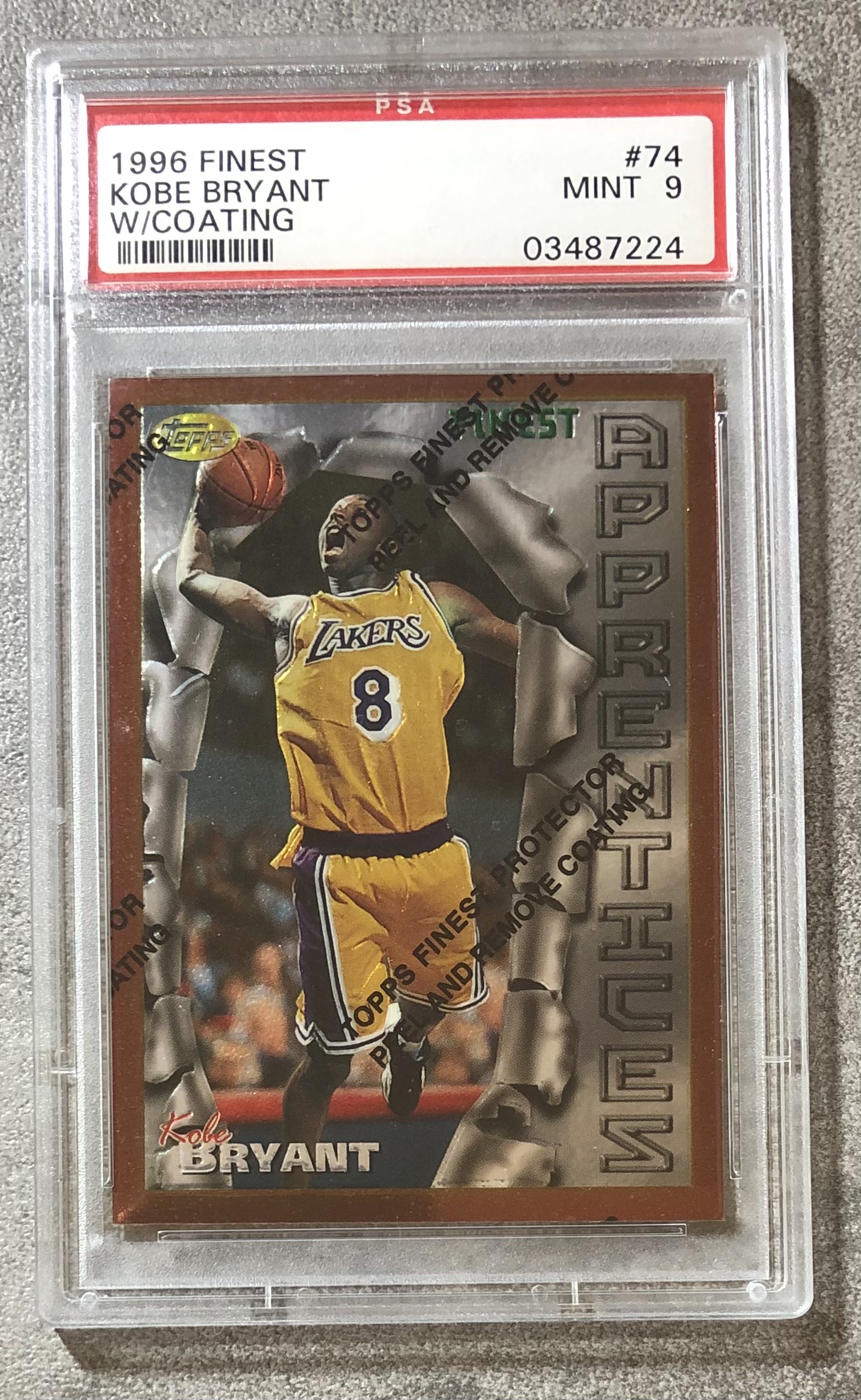 1996-97 Topps Finest Kobe Bryant Rookie RC #74 PSA 9 球員卡球卡 