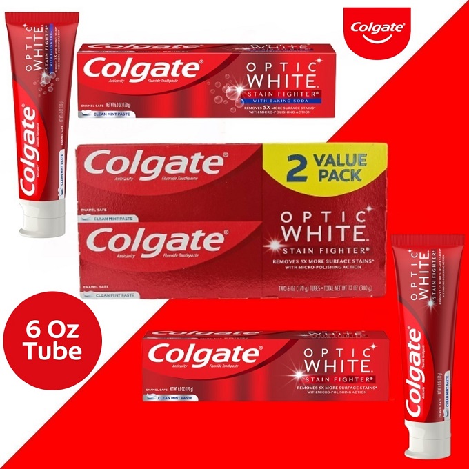 【現貨正品】美國原裝 Colgate Optic White Stain Fighter 高露潔清新薄荷 閃耀亮白牙膏