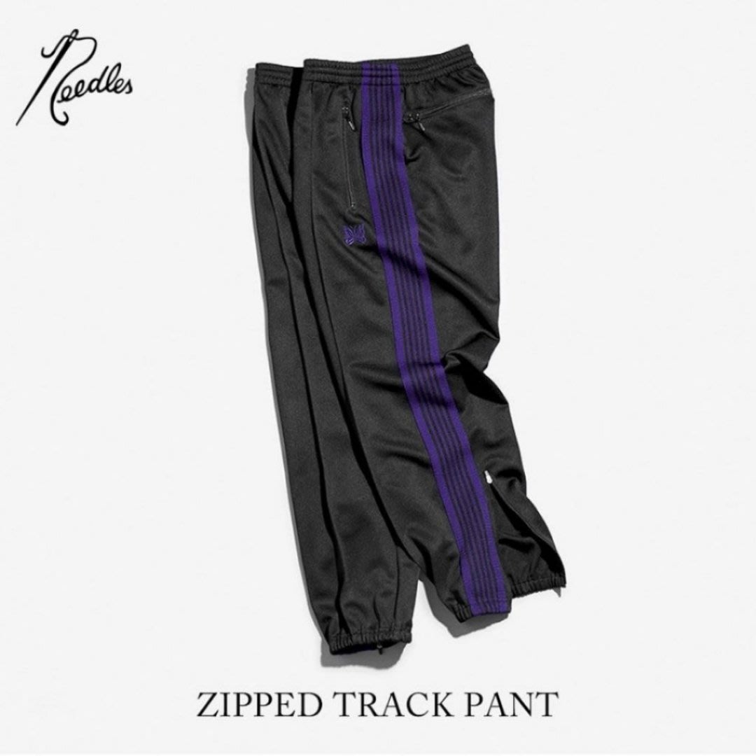 全新正品2021秋冬新款NEEDLES Zipped TRACK PANT 運動褲黑紫M號