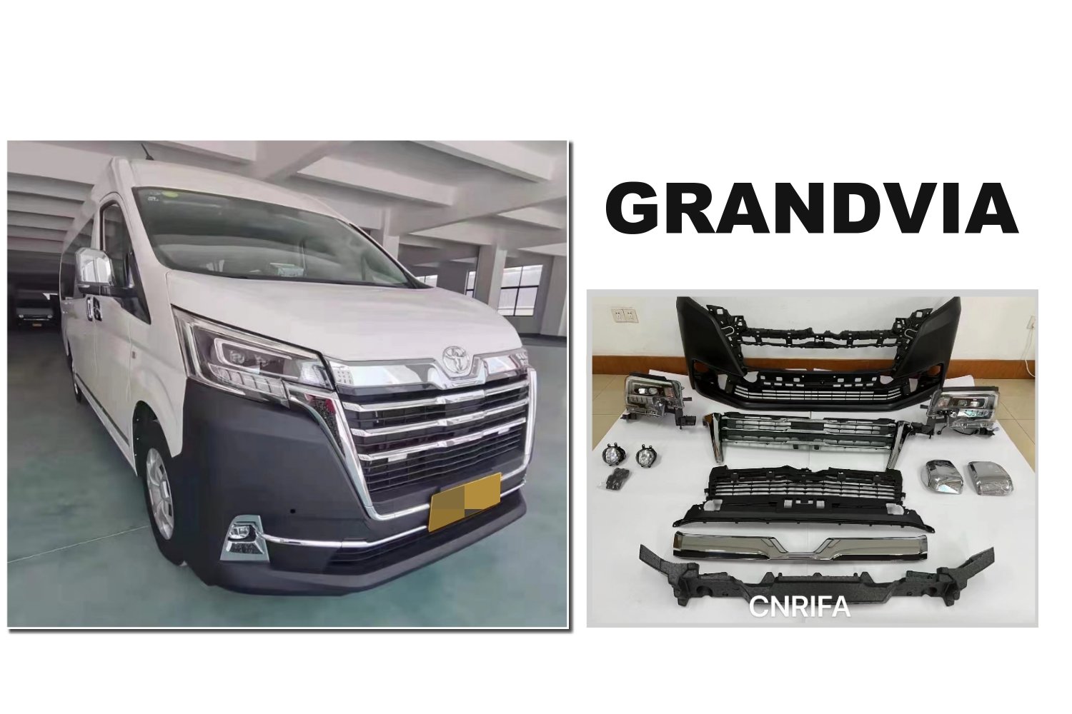 小傑車燈-全新 TOYOTA GRANVIA 前保桿 水箱罩 大燈 霧燈 素材 總成 空力套件