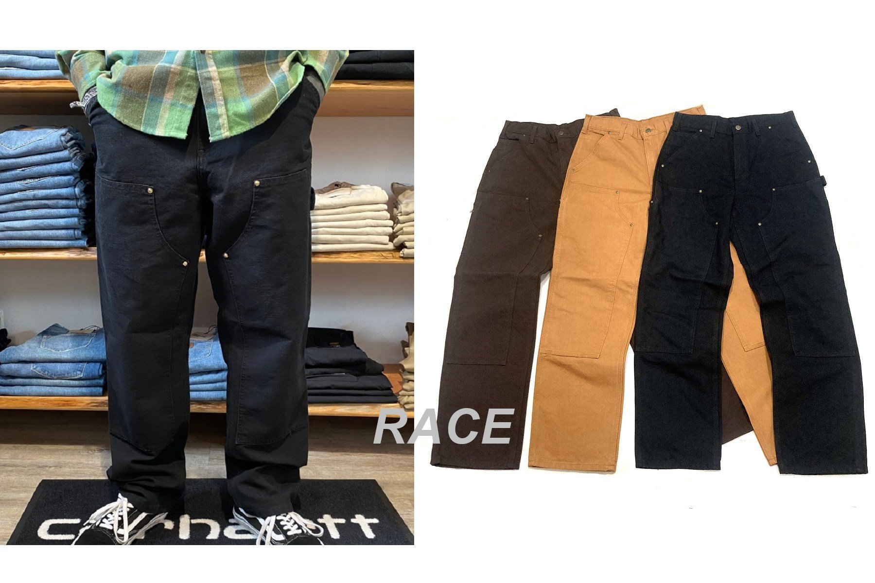 【RACE】CARHARTT DOUBLE FRONT LOOSE B136 工作長褲 畫家褲 雙膝褲 工作褲 拼接補丁