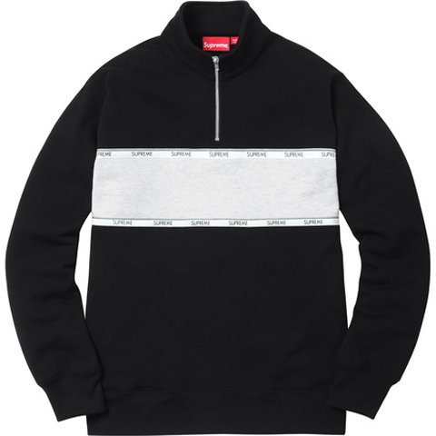 超搶手】全新正品2017 Supreme Logo Tape Stripe Half Zip Sweat 半