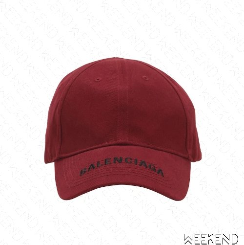 WEEKEND】 BALENCIAGA 巴黎世家 Logo 刺繡 棒球帽 鴨舌帽 帽子 酒紅色