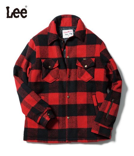 VINTAGE ] SOPHNET x LEE BLOCK CHECK BLOUSON 紅黑格紋毛料外套夾克