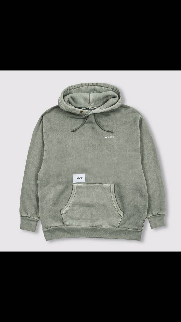 WTAPS 19AW COLLEGE. DESIGN HOODED 03 OLIVE DRAB L 水洗全新正品