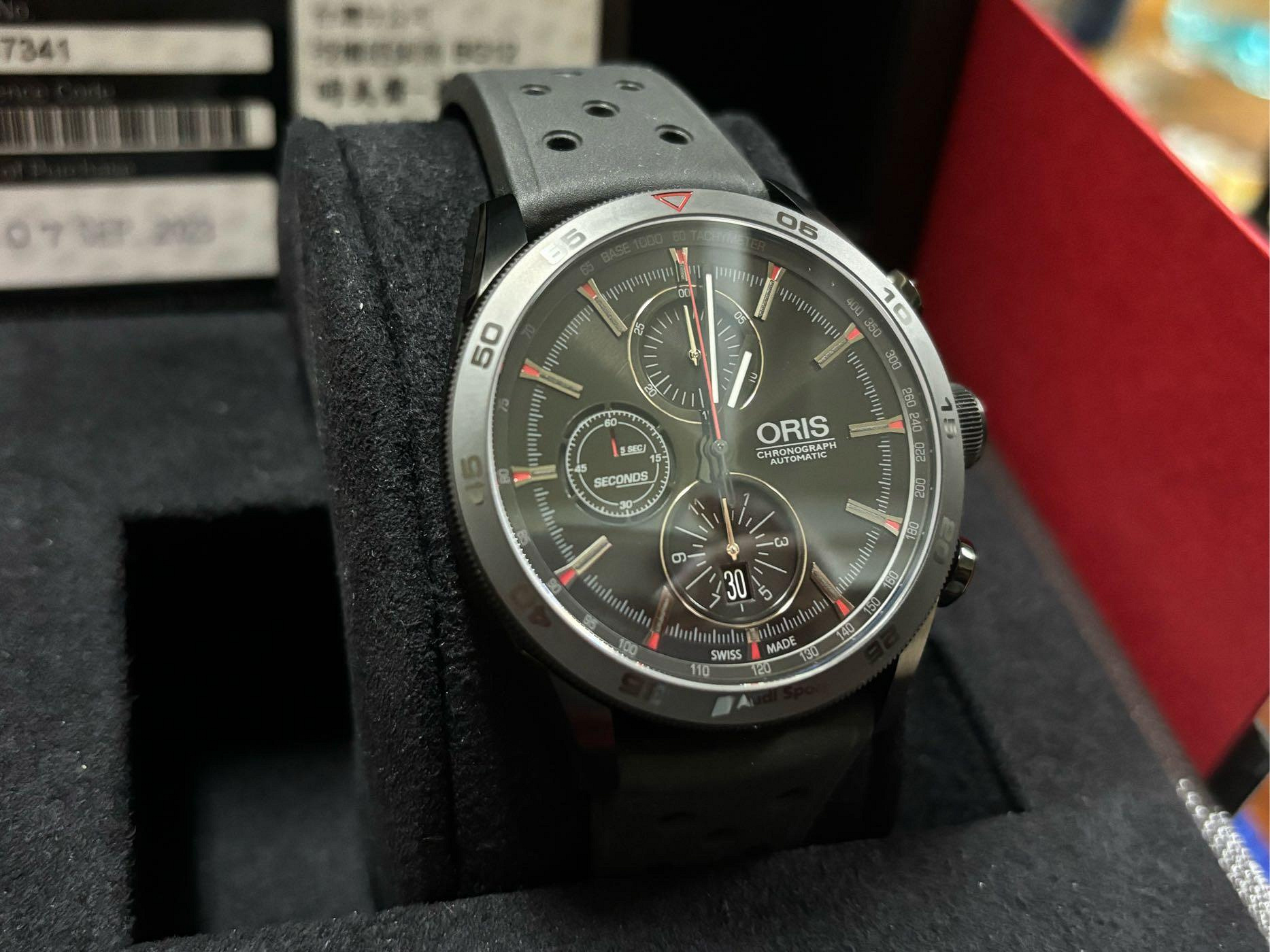 Oris 豪利時 Audi sport 三眼計時/鈦金屬/限量500支