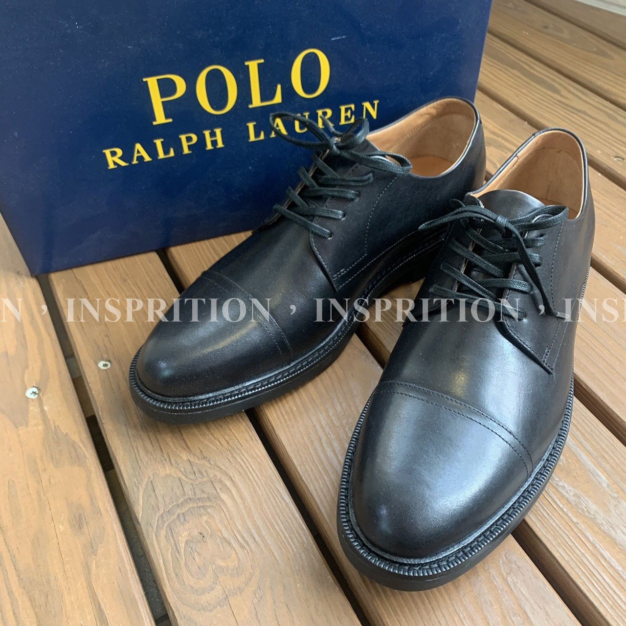 Polo Ralph Lauren Asher Shoes 黑皮鞋黃金大底  Vibram | Yahoo奇摩拍賣