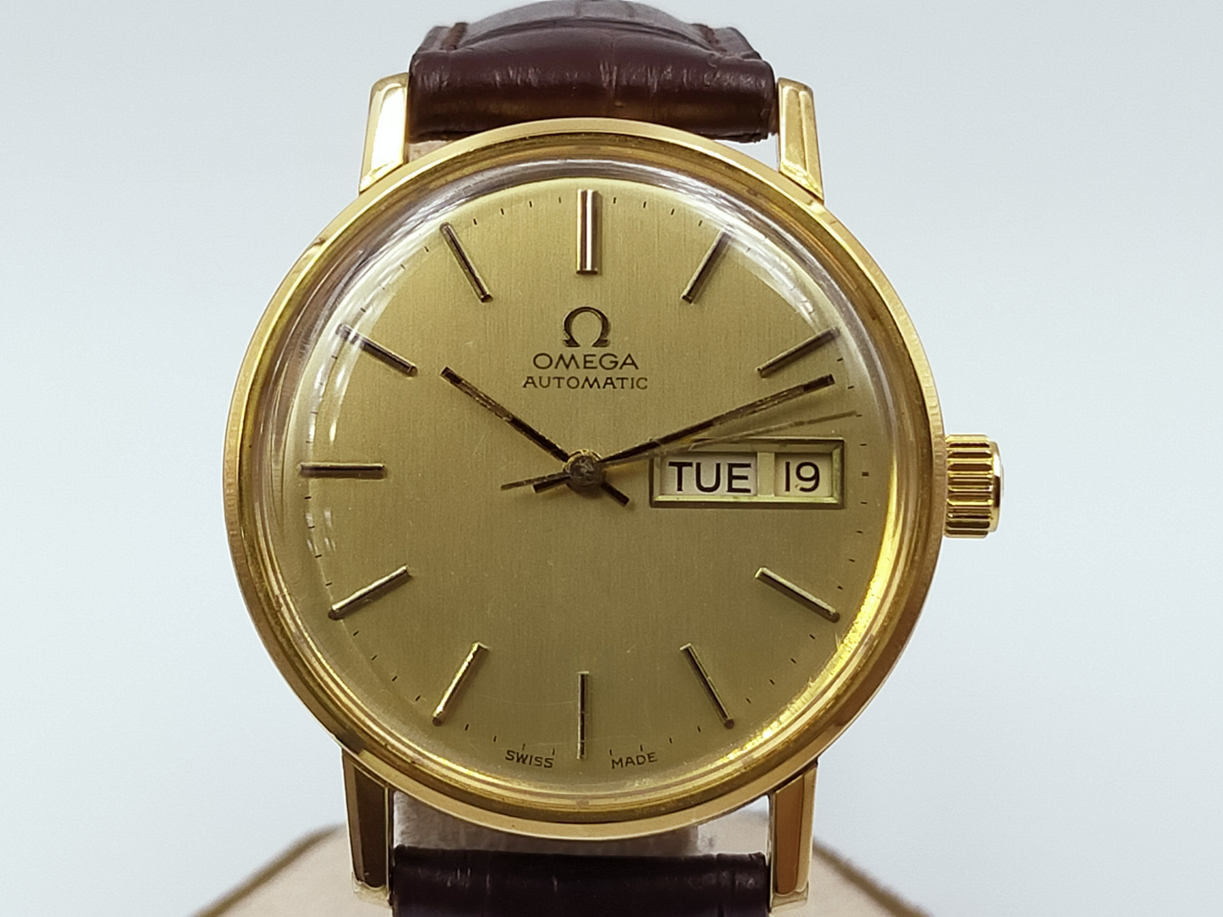 發條盒子A1664】OMEGA 歐米茄Seamaster 166.0209 Day Date 金面鍍金