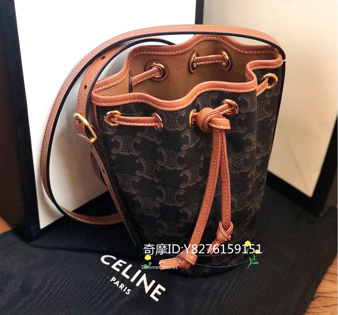 CELINE Triomphe Canvas Small Drawstring Bag In Triomphe Canvas  (191142BZJ.04LU) in 2023