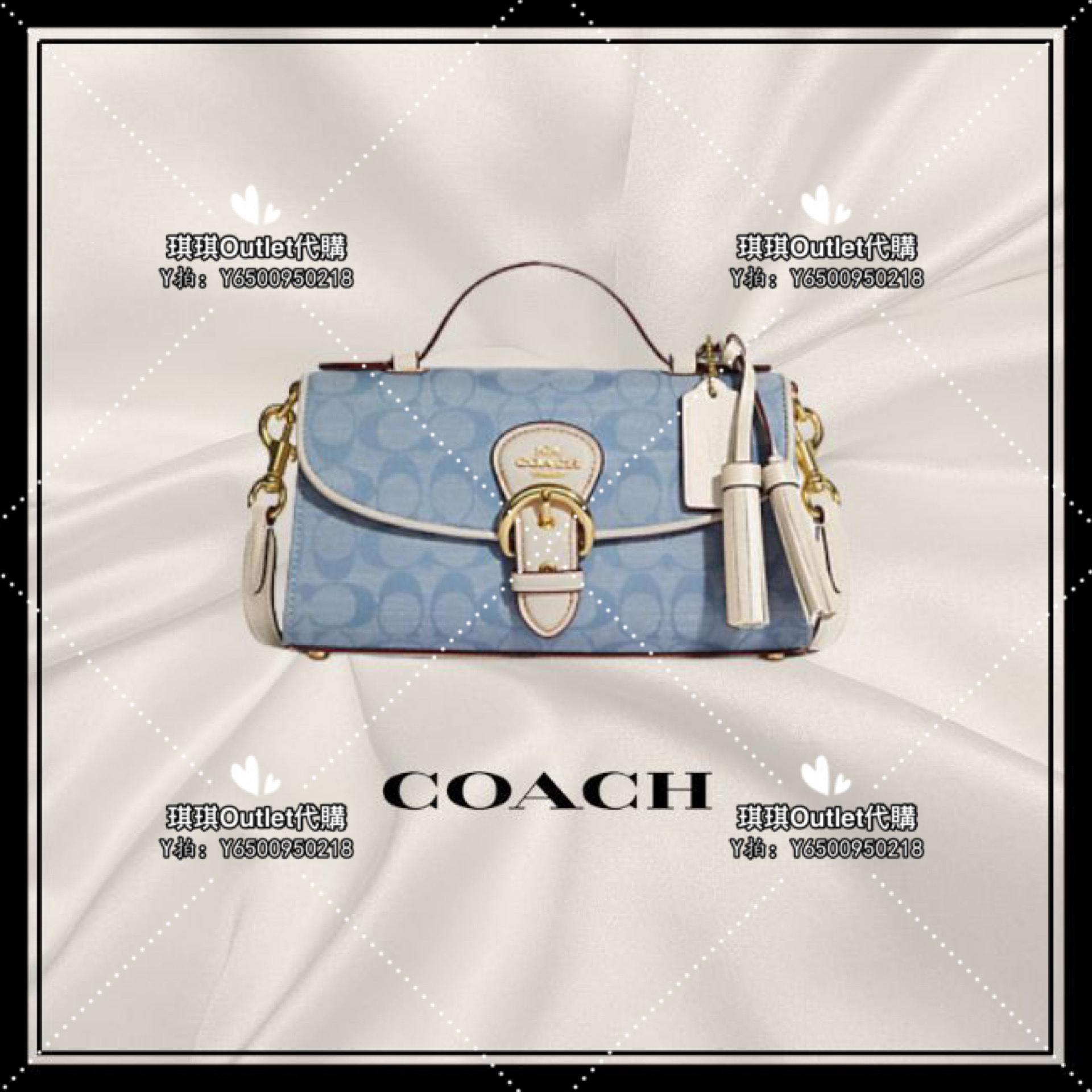 琪琪Outlet代購 Coach 8513 新款女士帆布包 內置拉鏈隔層 單肩斜挎手提包 附購買憑證