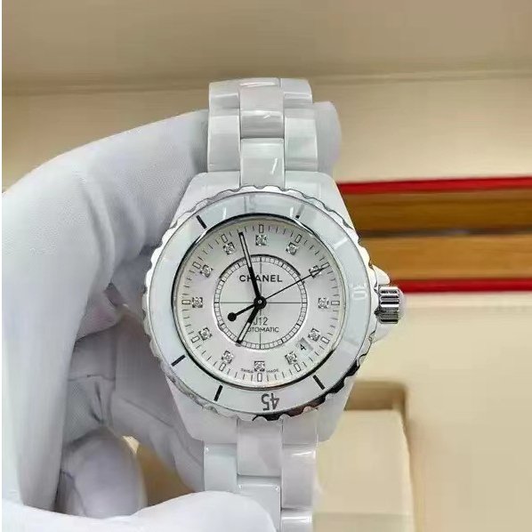 Judy二手 CHANEL 香奈兒 手錶 J12系列H1629 女士白色陶瓷石英手錶 女錶  38mm