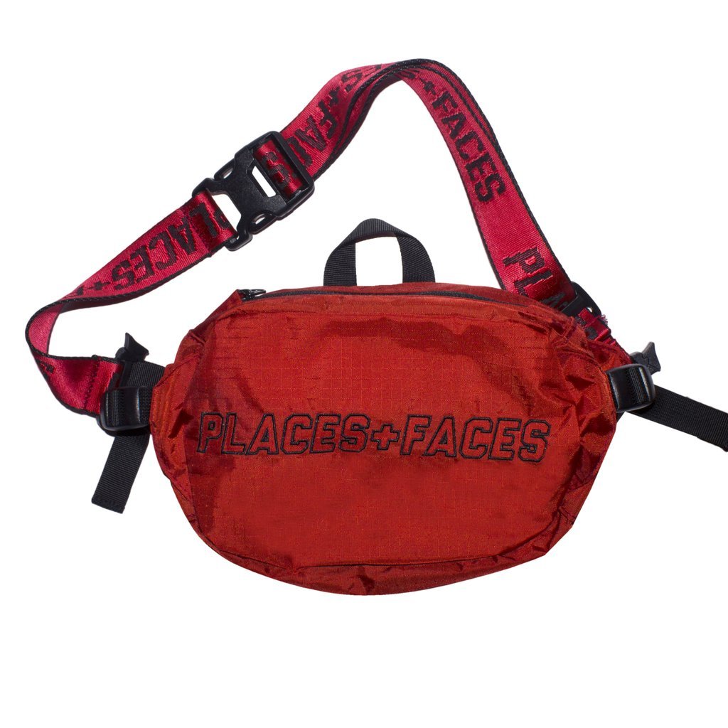 Places + Faces P+F Waist Bag 經典logo腰包肩背包側背包帆布小包紅色