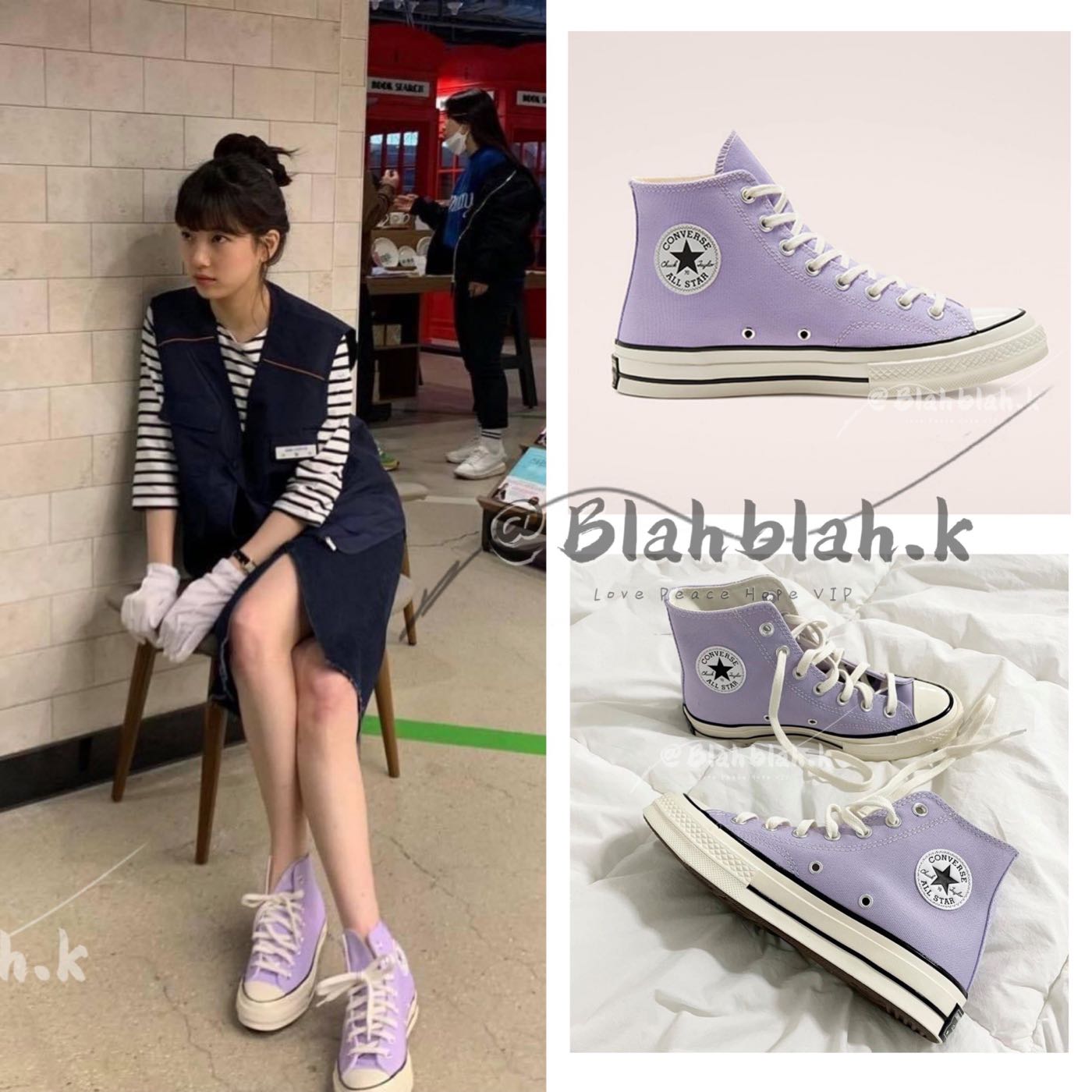 韓國converse Chuck 70 Hi 秀智同款薰衣草紫色高筒鞋1970春夏球鞋休閒