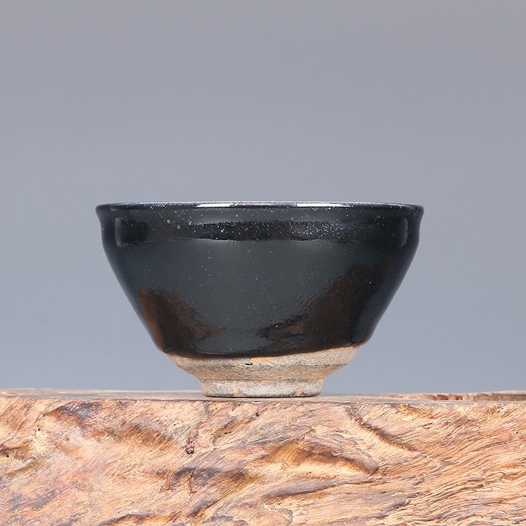 ◇宋時代建窯曜変貝殼藍釉花斑茶碗◇高さ7ｃｍ 直径12.3ｃｍ-