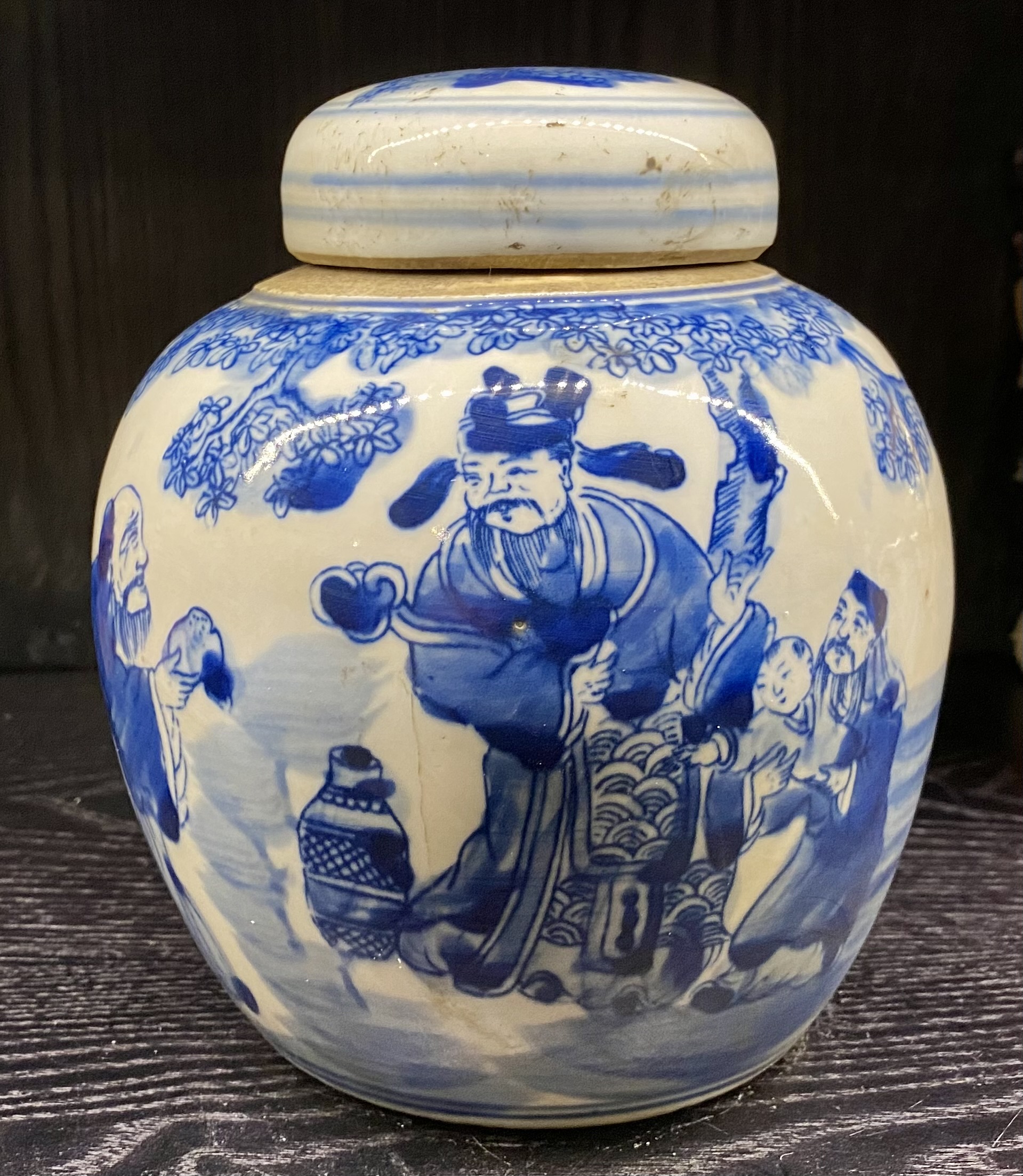 景徳鎮窯 花瓶 時代物 陶磁器 中国古玩 唐物 青花 骨董品