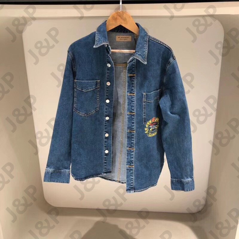 BURBERRY 19SS 中調靛藍棉質徽章印花牛仔襯衫牛仔外套8005278 | Yahoo