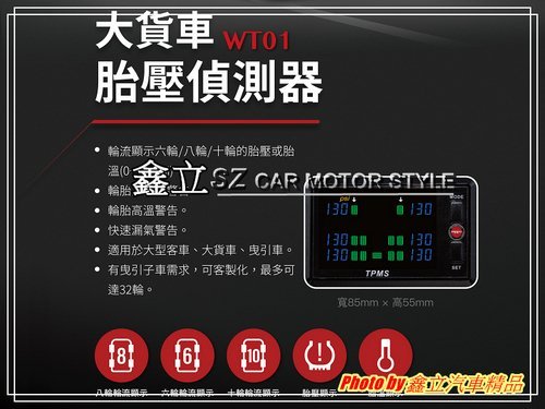 ※ 鑫立汽車精品 ※ ORO WT01 大貨車 六輪 八輪 十輪 大貨車專用 胎內款 胎壓偵測 胎壓 顯示