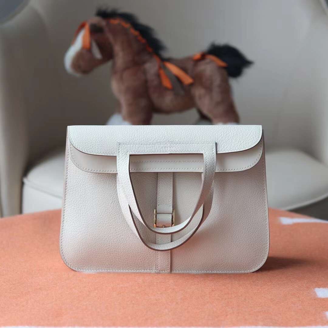 France Window 愛馬仕 Hermes Halzan 25 TC 10奶昔白 金扣