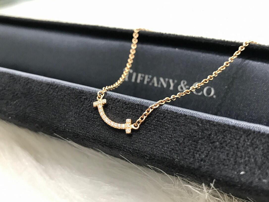 蒂芙尼Tiffany T 系列18K玫瑰金 滿鑲鉆 笑臉手鍊