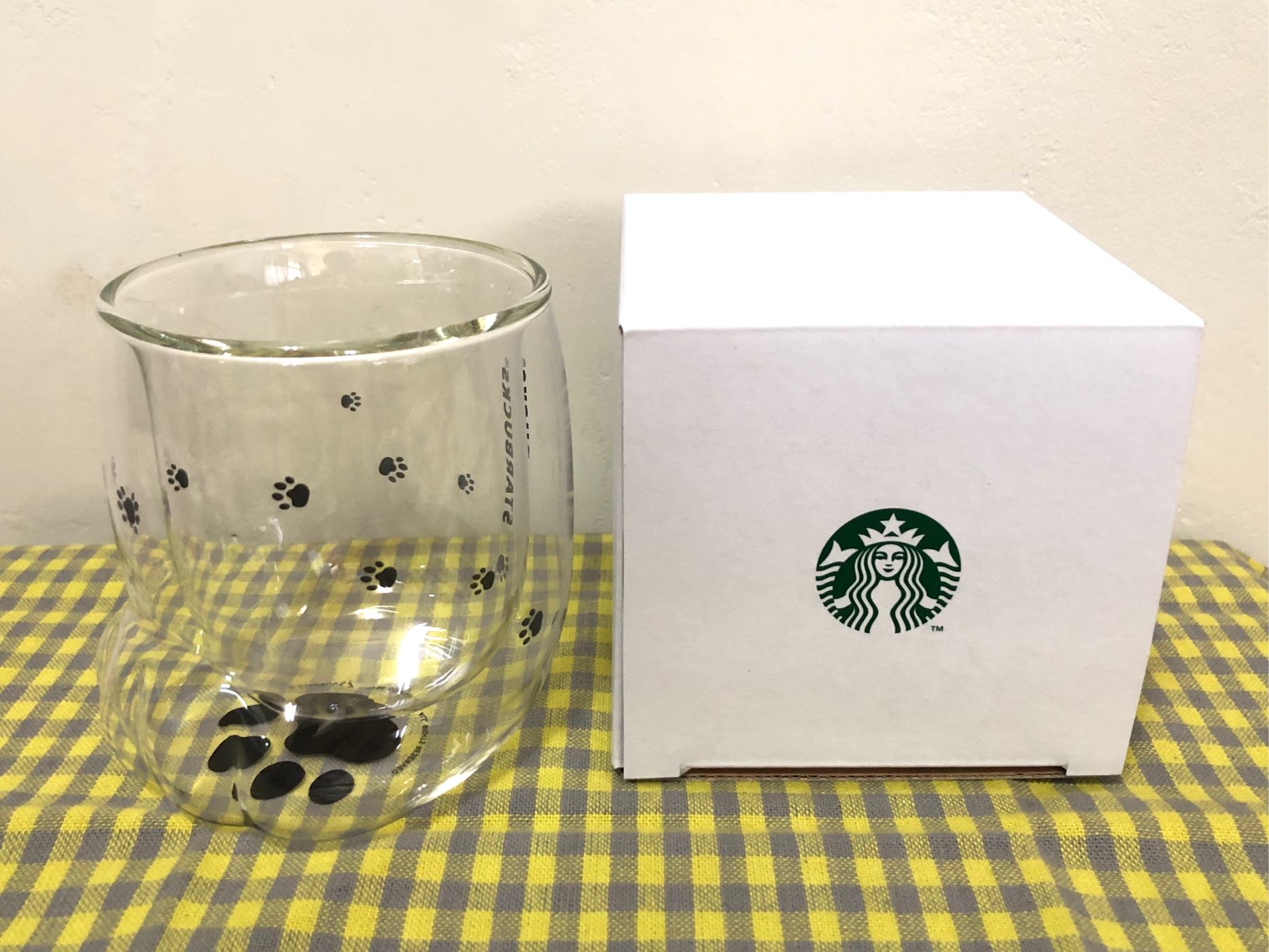 呆呆熊的雜貨鋪～星巴克 Starbucks 淘氣狗掌雙層玻璃杯 (全新品)