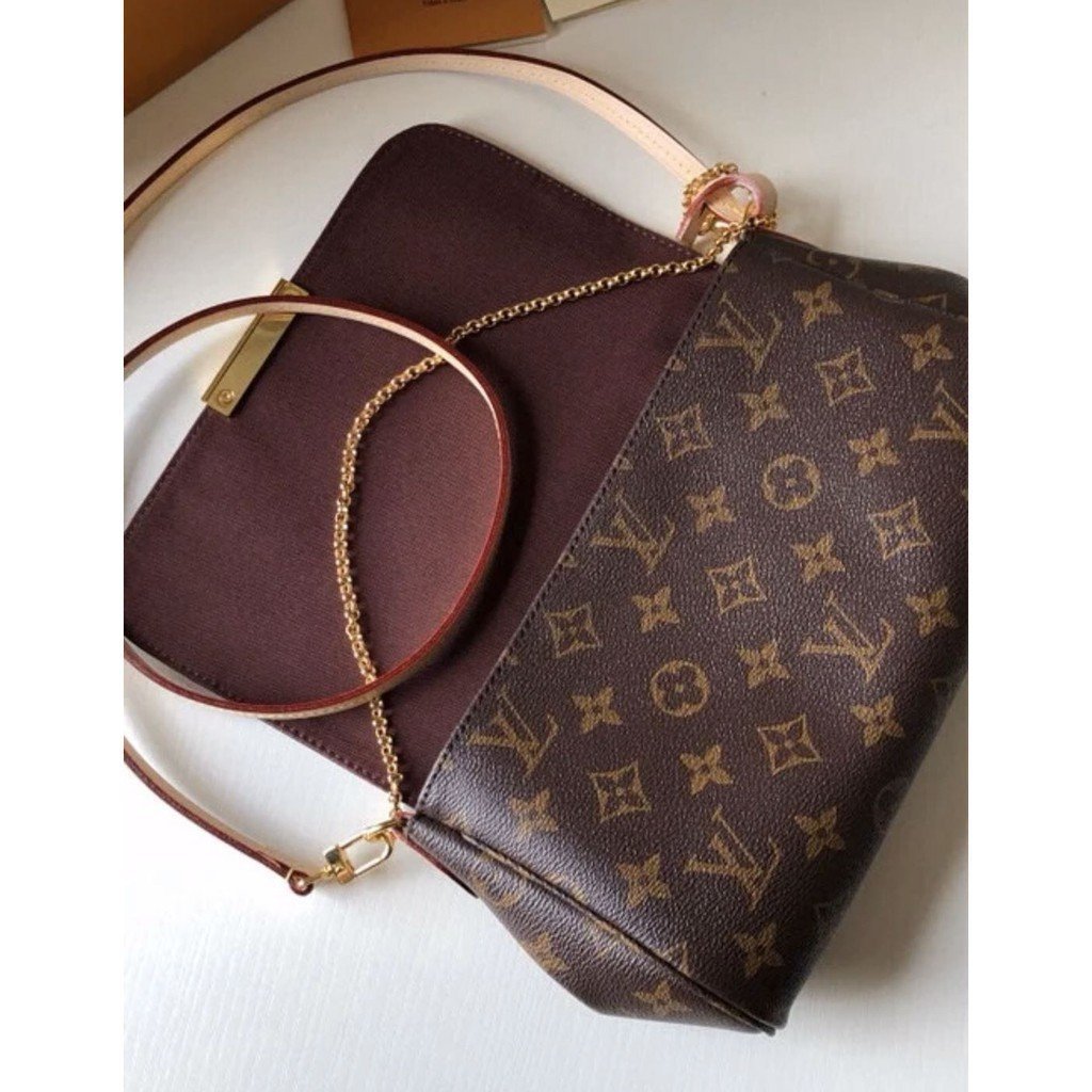 【二手正品】 LV FavoriteMonogram Favorite PM金屬磁釦 手拿包 斜背包M40718 全新