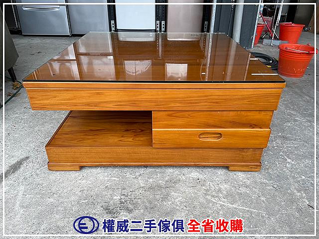 台中權威二手家具 新麗屋柚木方形大茶几 ▪ 三峽中古傢俱家電回收客廳桌泡茶桌矮桌實木桌休閒桌接待桌洽談桌折桌餐桌書桌