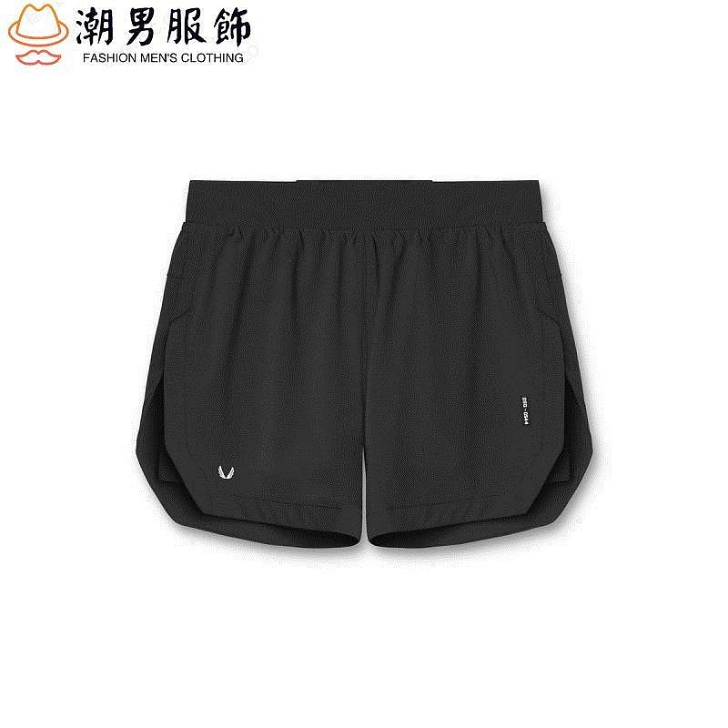 新品 【新品熱銷】多功能運動短褲男 三分褲美式雙層跑步 騎行 訓練 健身 高彈性速乾籃球褲-可開發票