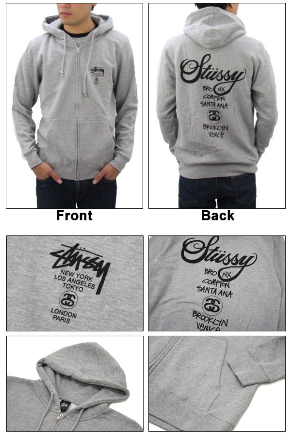 超搶手】全新正品STUSSY WORLD TOUR ZIP HOODIE 世界巡迴拉鍊外套S M L