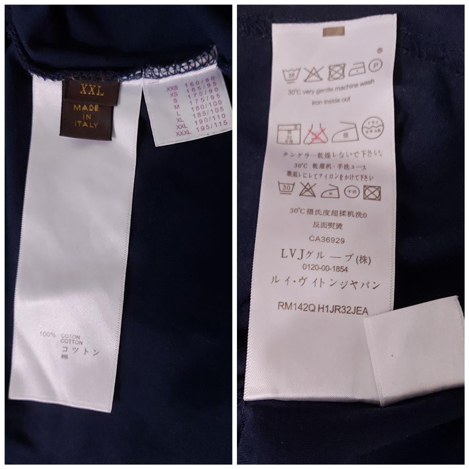 出清】LOUIS VUITTON 深藍底灰綠needle n thread 立體圖騰T恤衫尺寸XXL