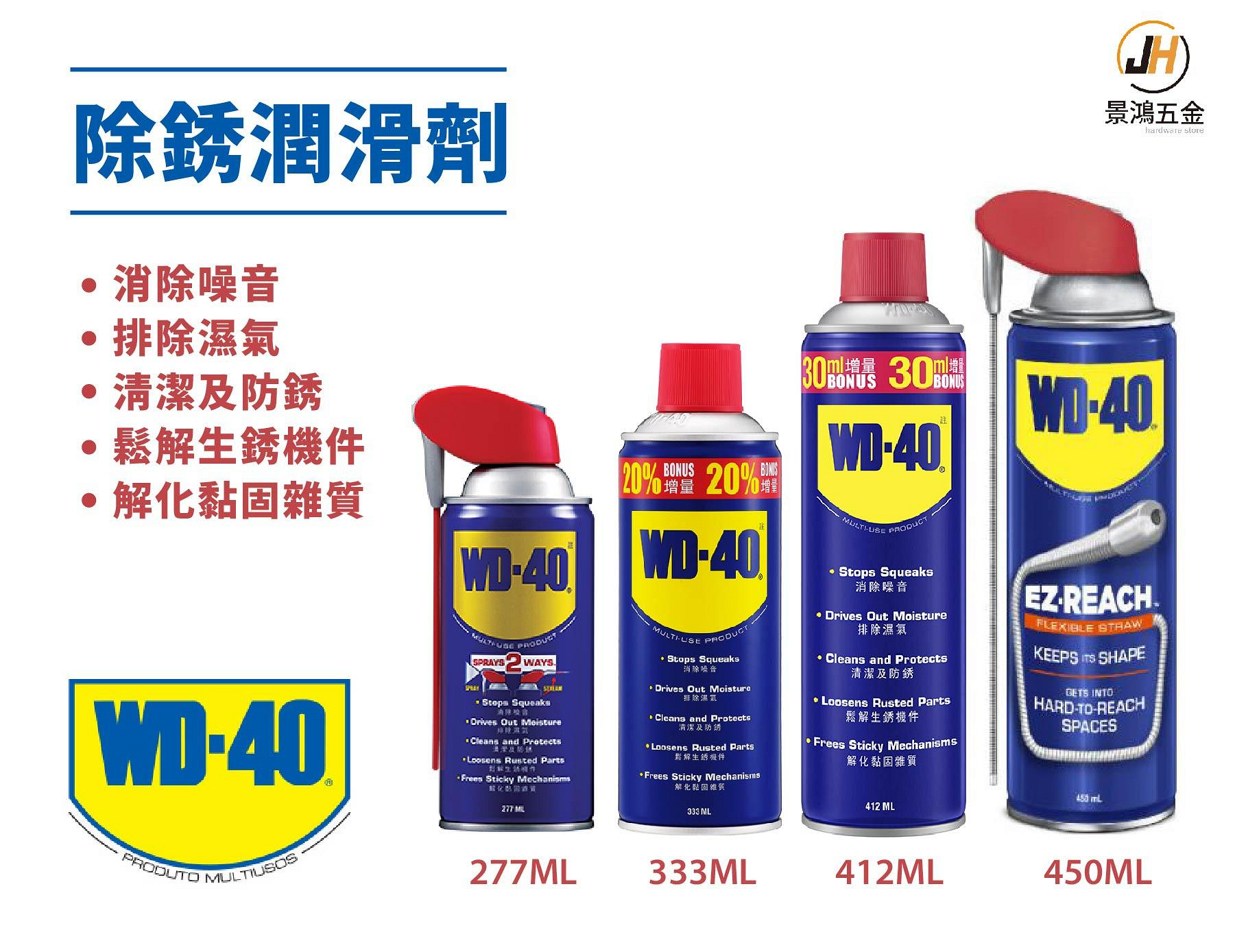 景鴻五金 WD40 防鏽油 除鏽油 潤滑劑 277ml 333ml 412ml 450ml WD-40 隨貨附發票