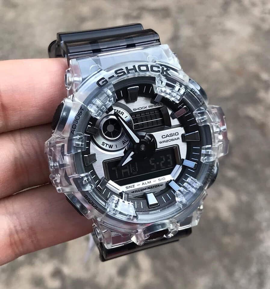 金台鐘錶】CASIO卡西歐G-SHOCK (銀灰色) 耐衝擊構造防水200米GA-700SK