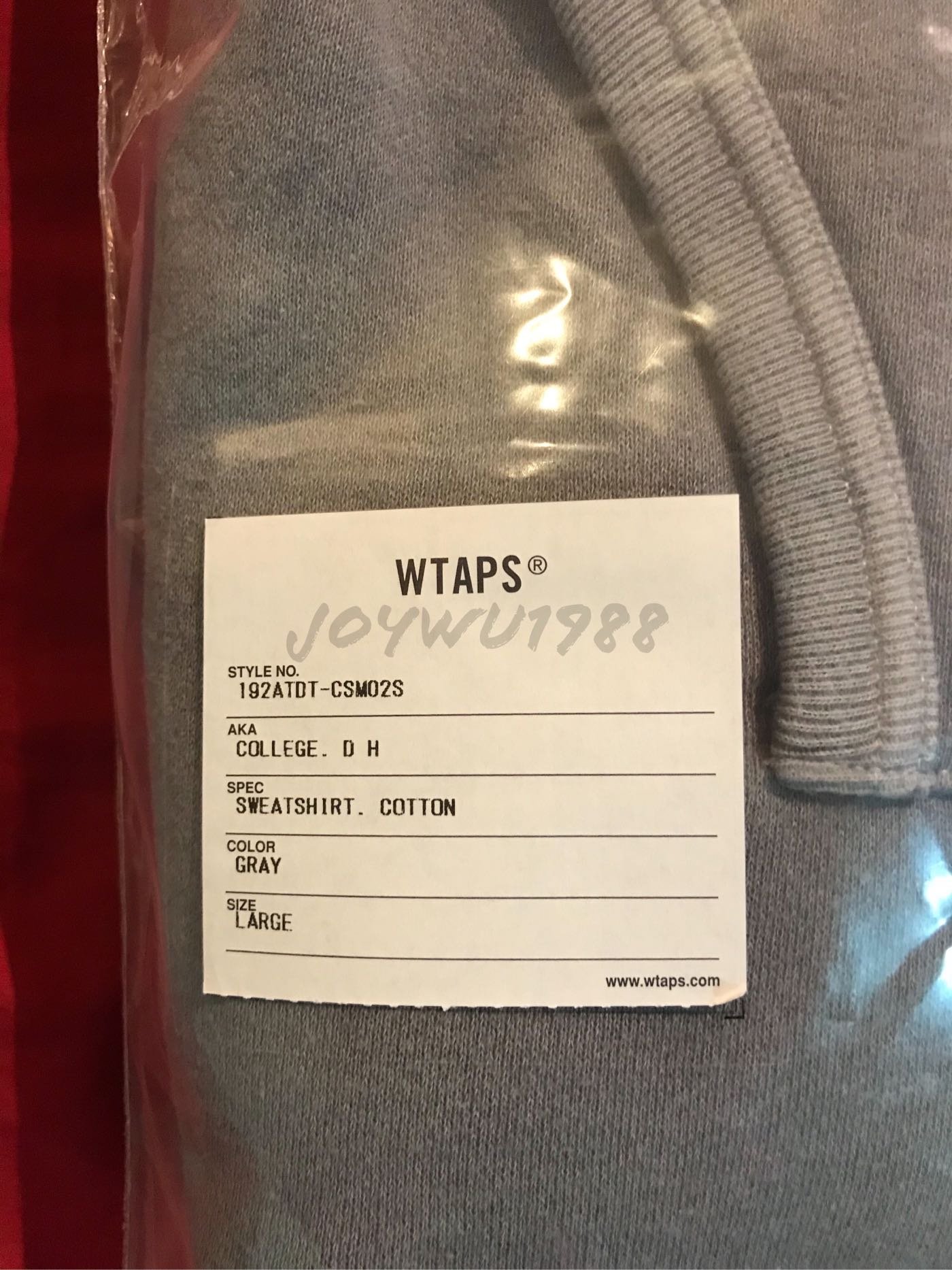 WTAPS 19AW COLLEGE. DESIGN HOODED GRAY L 水洗全新正品| Yahoo奇摩拍賣