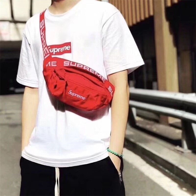 100原廠％Supreme 18SS 44th Waist Bag 肩帶LOGO單肩腰包斜挎包男女胸