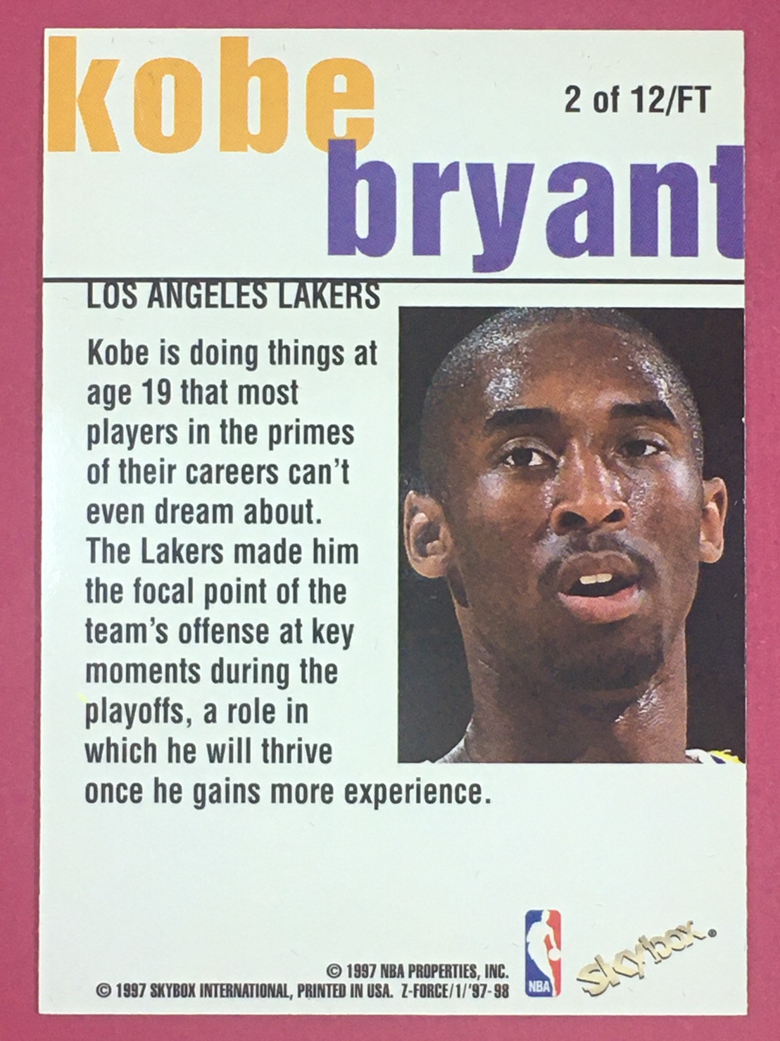 1997-98 SkyBox Z-Force Fast Track #2 Kobe Bryant Lakers | Yahoo