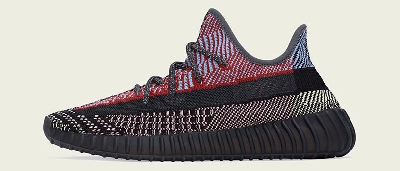 實體店面全新adidas Yeezy Boost 350 V2 Yecheil 黑紅彩虹天使鞋帶反光