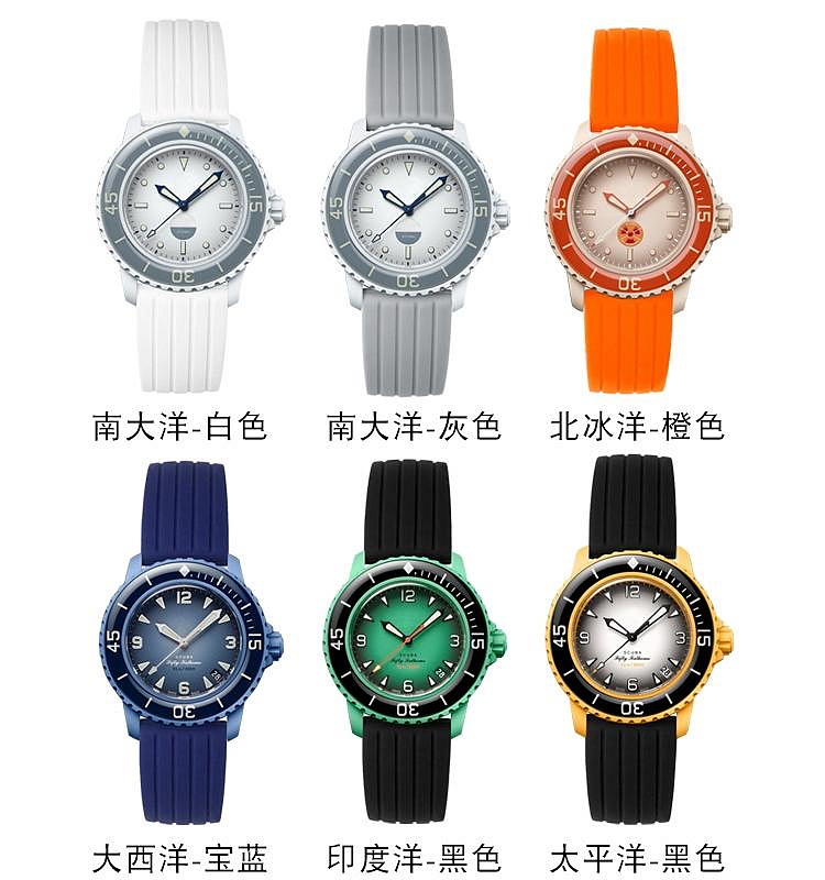 替換錶帶 適配Swatch斯沃琪X寶珀Blancpain聯名款五大洋系列硅膠手錶帶22MM