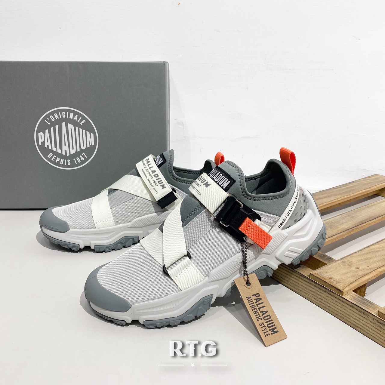 RTG】PALLADIUM OFF-GRID LO UTILITY 冰河灰輪胎底Z字綁帶男女77172 