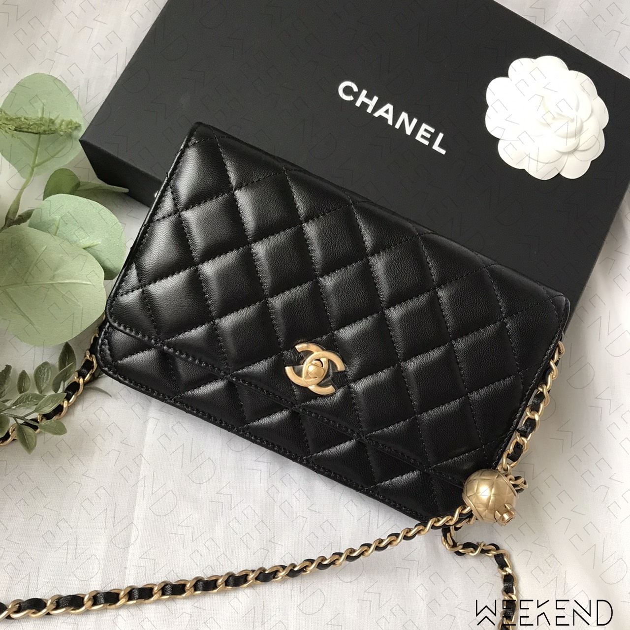 【WEEKEND】 CHANEL 金球 小金球 WOC 羊皮 黑色 AP1450 鏈帶可調 斜跨包 發財包 Yahoo奇摩拍賣