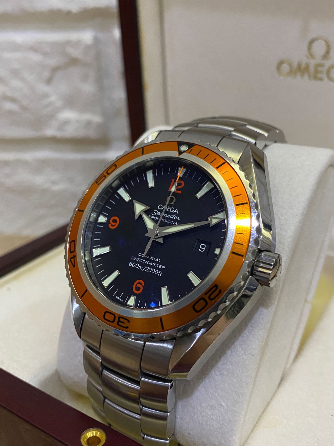 Omega 歐米茄 45.5mm 橘海馬600 Planet Ocean 22085000 台灣保卡 超霸