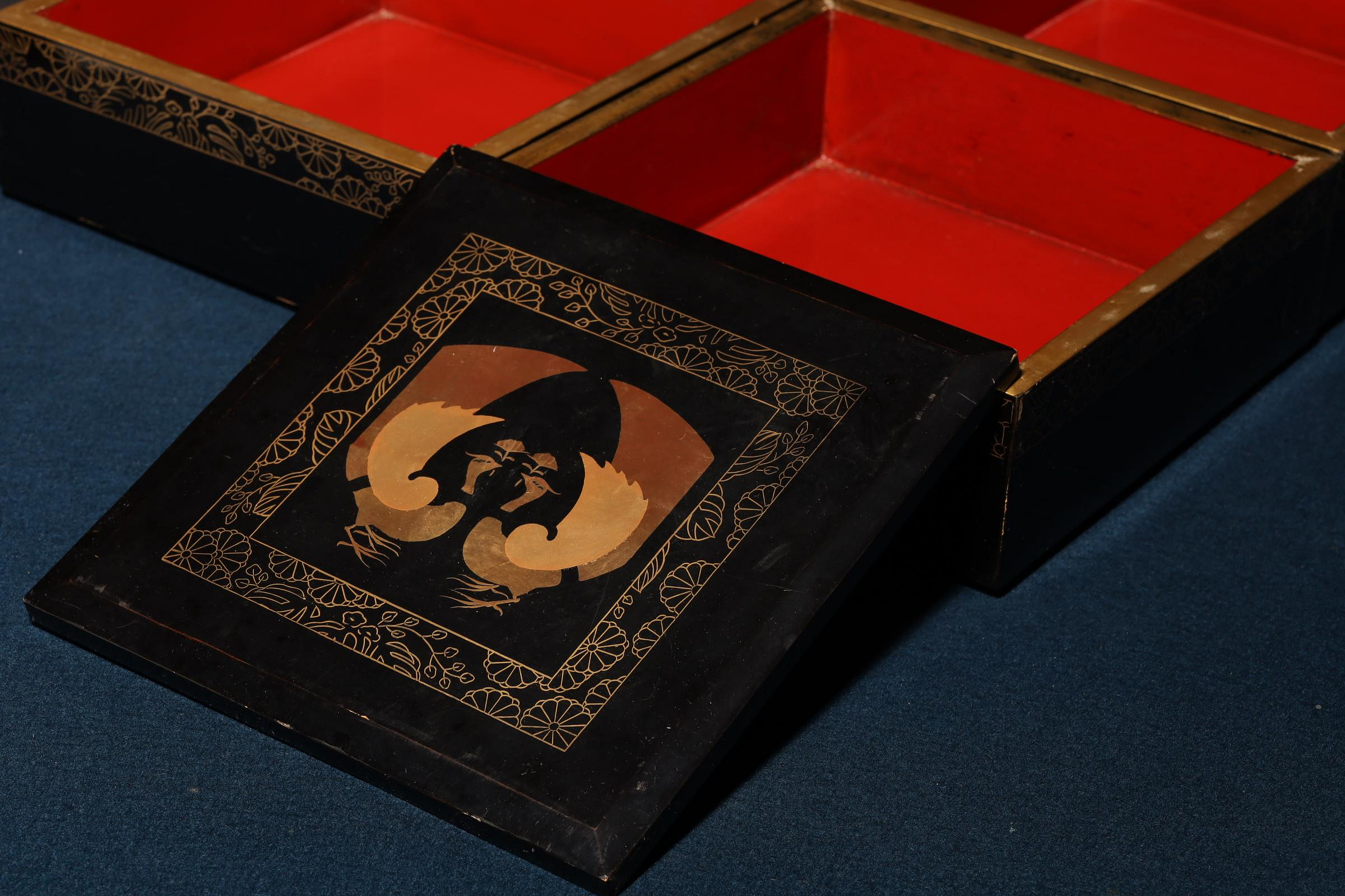 2/29結標木胎漆器蒔繪重箱茶餅盒B020924 –漆碗漆盤漆盒茶箱重箱承盤 