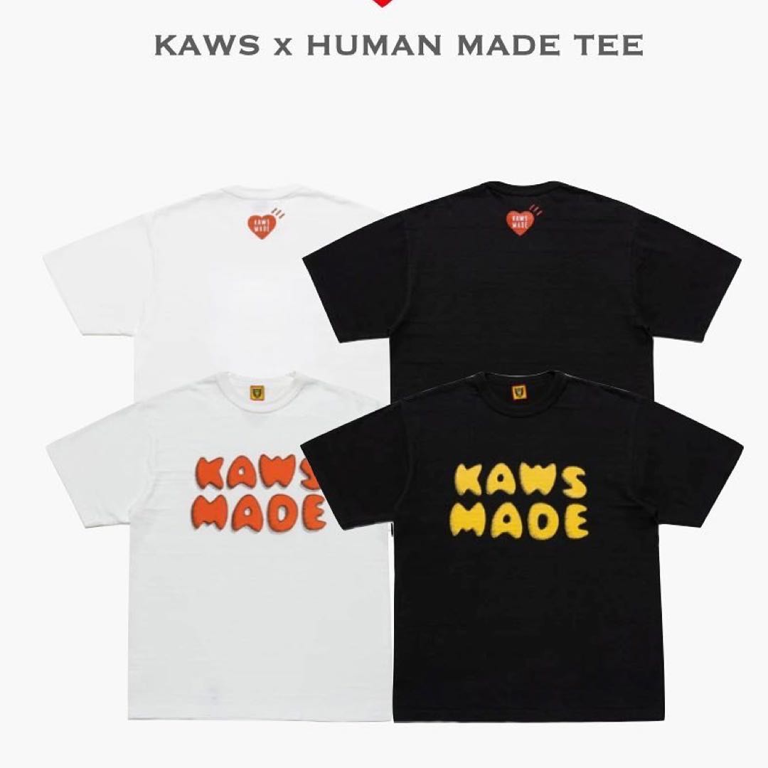 Human Made x Kaws made 限量聯名款短袖T恤t-shirt 黑色白色tee 字體