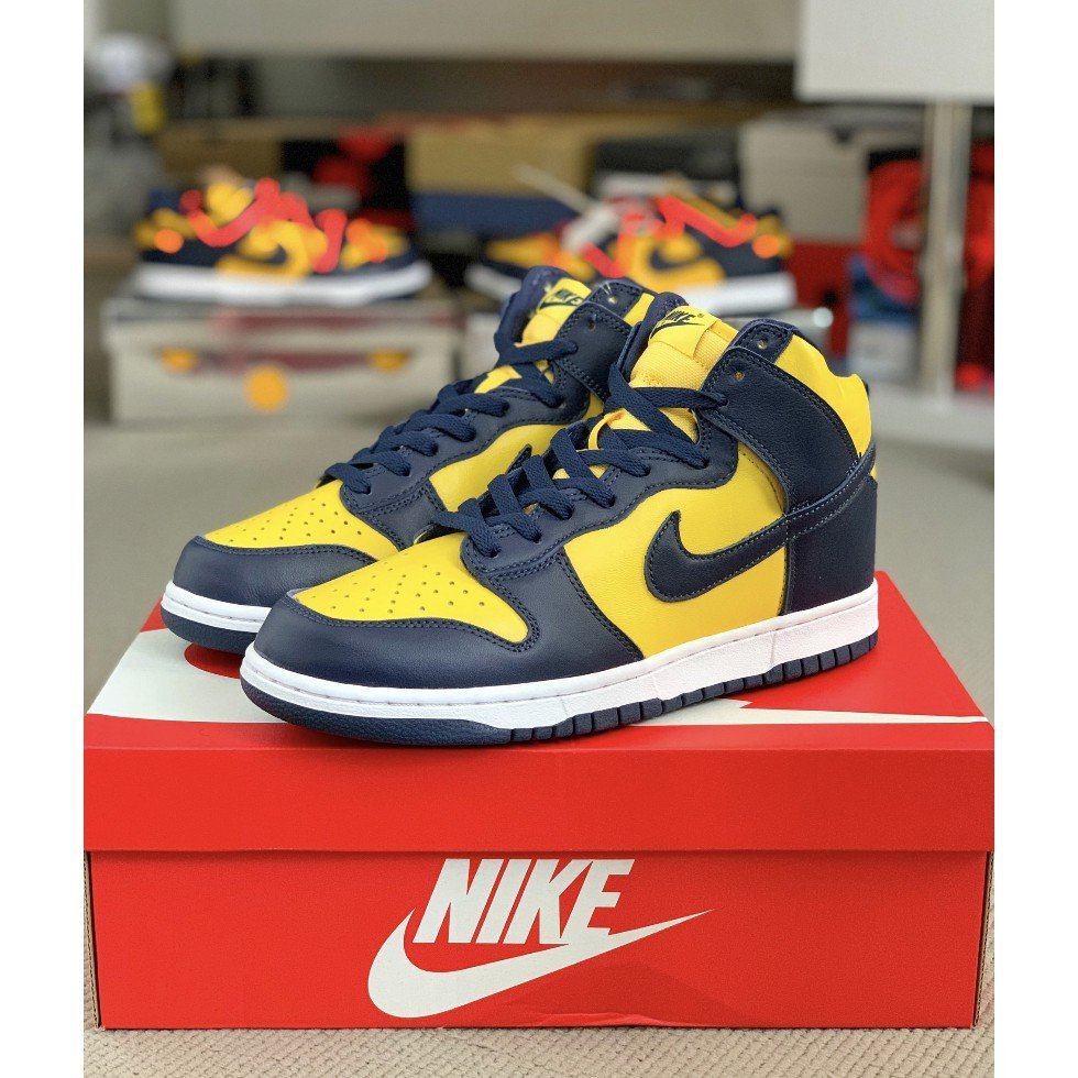 正品】全新購入耐克Nike Dunk High SP Michigan 密西根藍黃高筒休閒