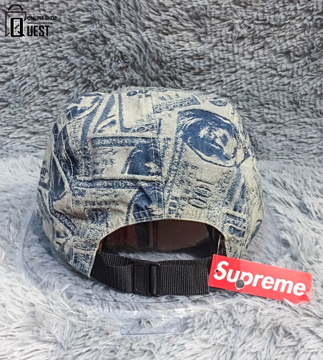 QUEST】現貨SUPREME 100 DOLLAR BILL CAMP CAP 美鈔五分割帽藍色