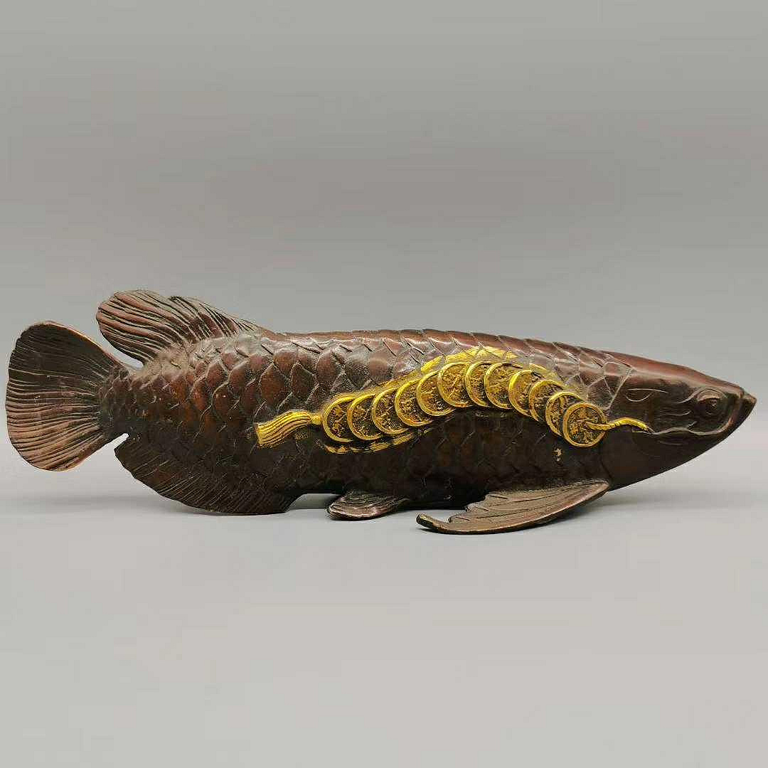 古玩銅器收藏鎏金銅錢魚年年有余（魚）如魚得水財源廣進| Yahoo奇摩拍賣