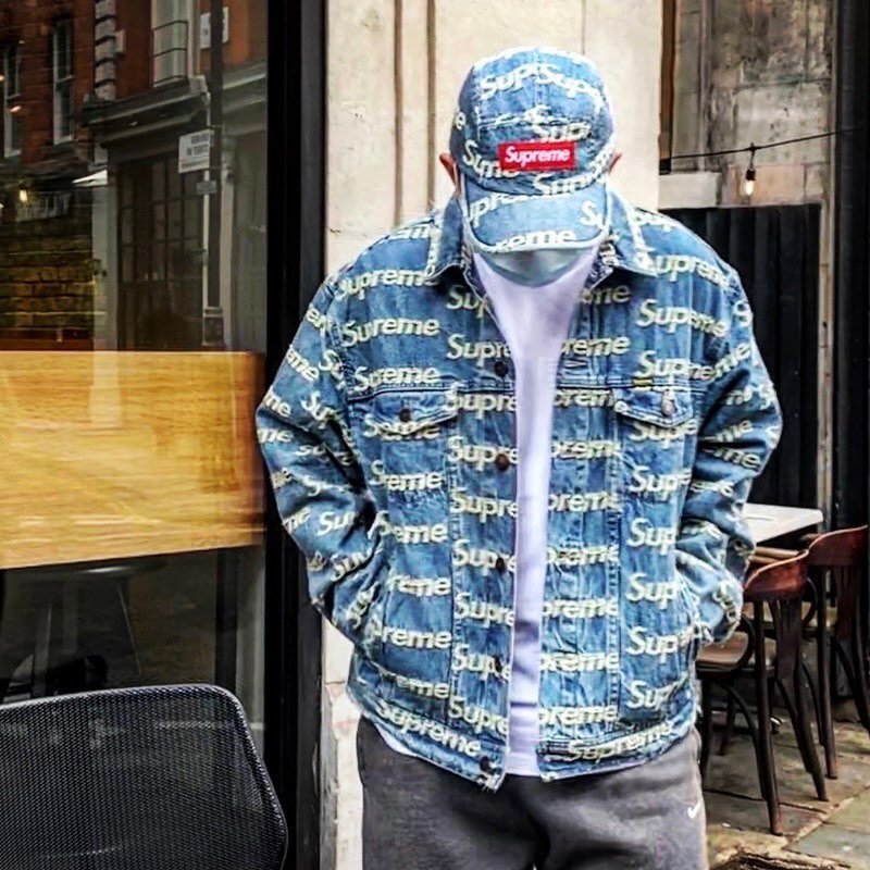 Supreme Frayed Logos Denim Trucker Jacket