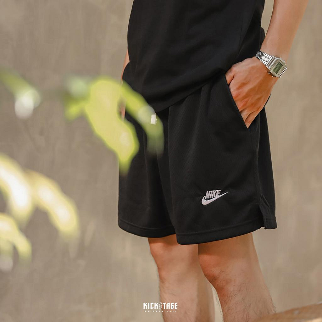 NIKE CLUB MESH FLOW SHORT 黑色 刺繡 吸濕排汗 網眼布 抽繩短褲 男款【DX0736-010】