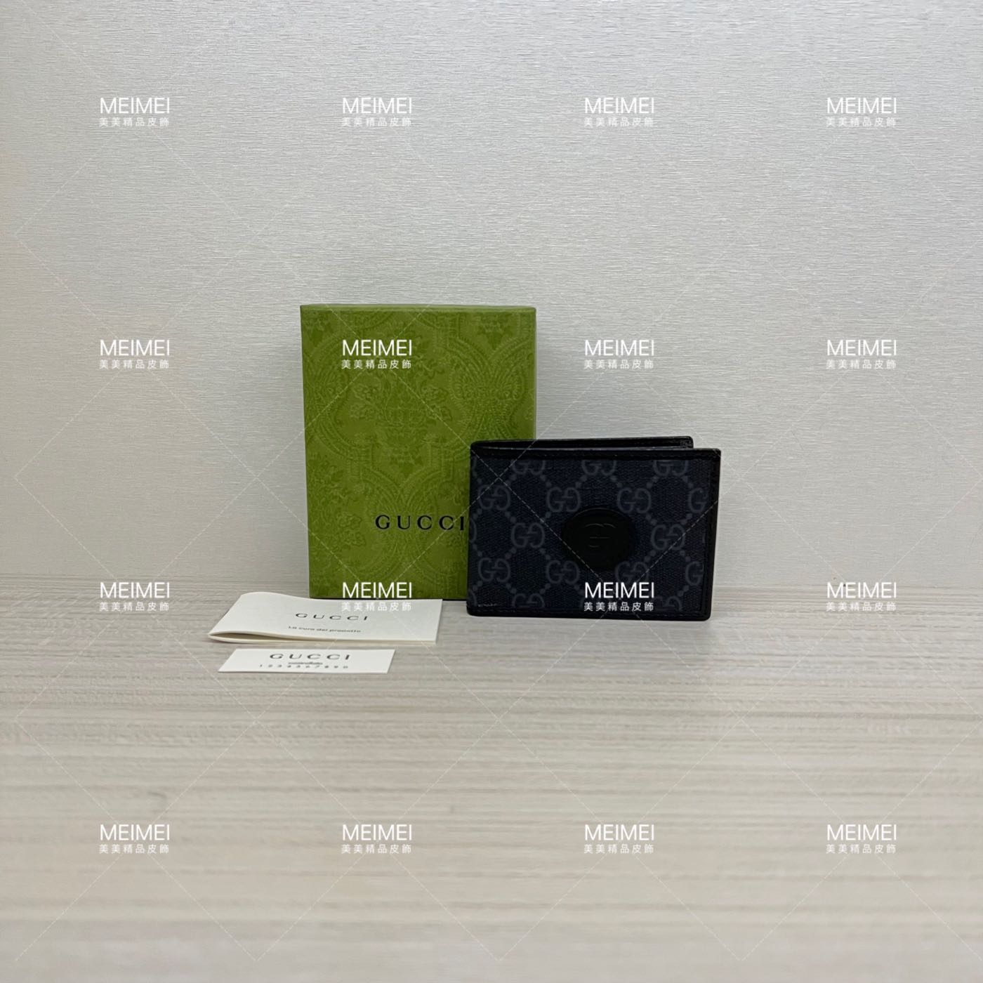 30年老店 現貨 GUCCI Wallet with Interlocking G 短夾 皮夾 黑色 4卡