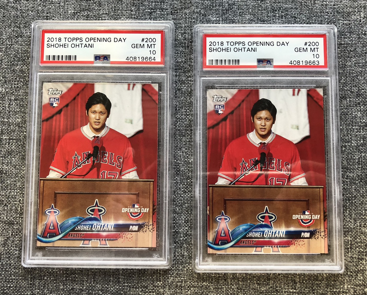 2張2018 Topps Shohei Ohtani #200 PSA 10 開幕日大谷翔平RC 新人棒球