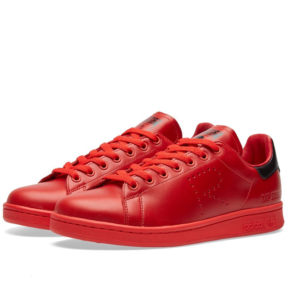 CodE= ADIDAS X RAF SIMONS STAN SMITH 復古皮革休閒鞋(紅黑) BA7377